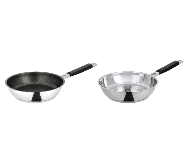 Poêles SILVERCREST® Premium en acier inoxydable: une revêtue, une non revêtue, Ø 24 cm.