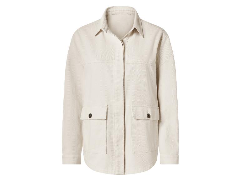 Veste en sergé beige clair pour femme avec poches plaquées