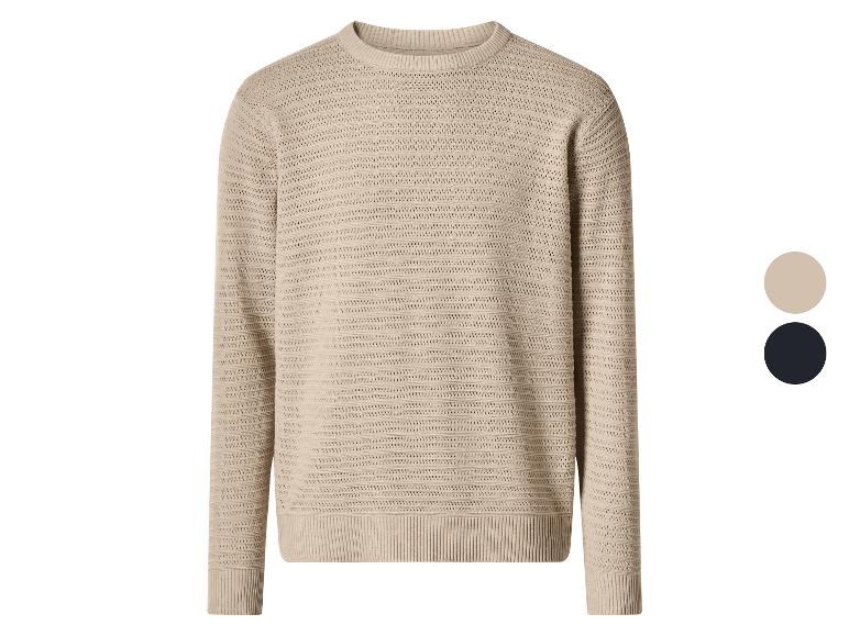 Pull en maille beige avec deux échantillons de couleur : beige et noir.