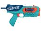 Pistolet jouet bleu, orange et vert avec le mot 'SUPER' sur le côté.