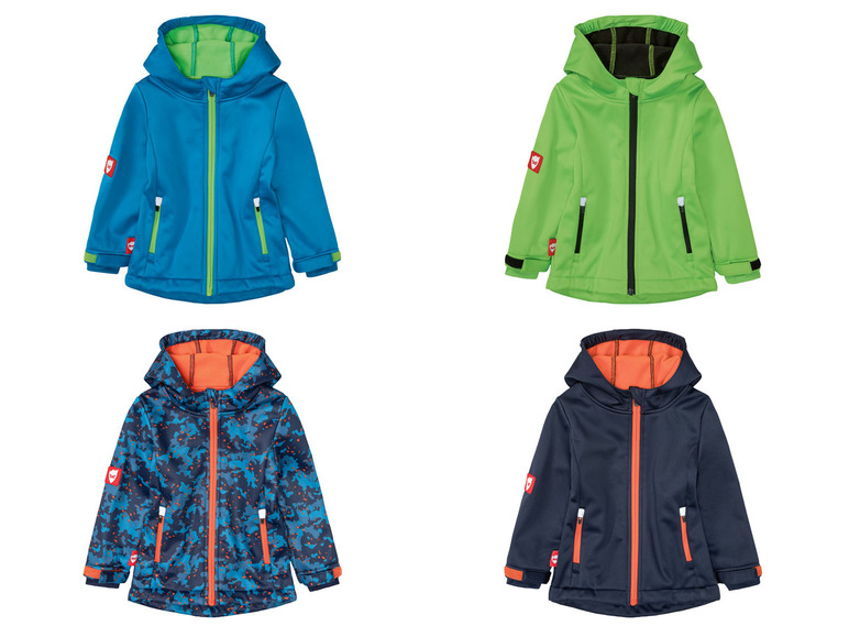 Quatre vestes softshell pour enfants avec capuche