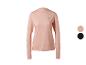 T-shirt de sport à manches longues rose saumon pour femme avec logo sur la poitrine et le bras