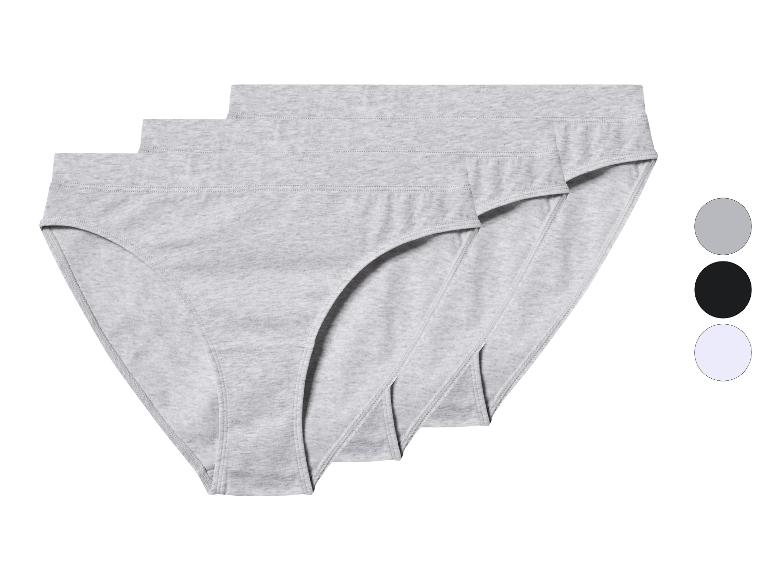 Lot de 3 culottes femme en gris, noir et blanc.
