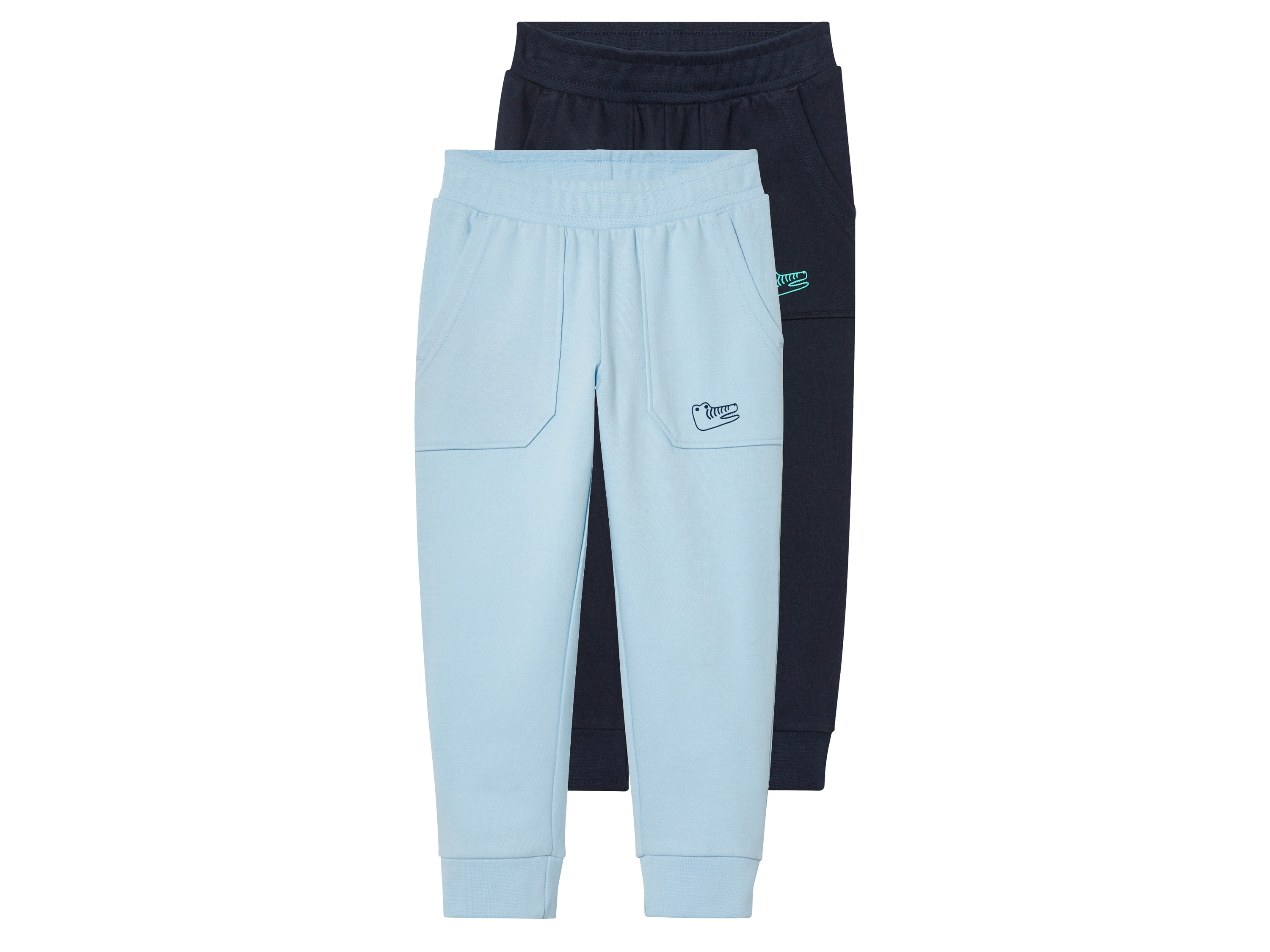 lupilu® Pantalons de jogging Kinder, lot de 2, avec élastique (bleu foncé/bleu, 12-24 mois)