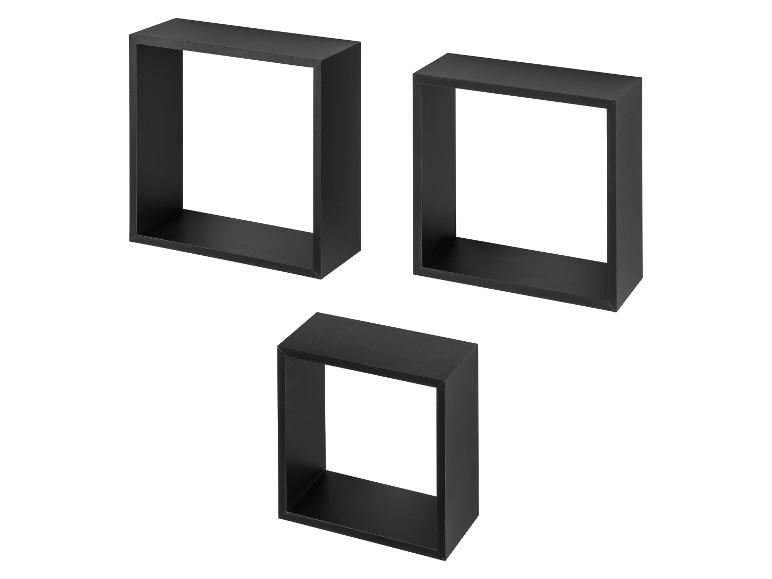 Trois étagères murales rectangulaires noires de différentes tailles