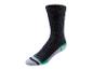 Une chaussette noire de Parkside avec des accents verts et gris.