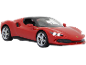 Voiture de sport miniature rouge avec phares allumés
