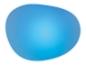 Forme bleue abstraite avec une douce lueur sur fond blanc.