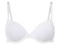 Un soutien-gorge blanc avec des bonnets lisses.