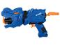 Pistolet jouet bleu avec un design de dinosaure qui dit 'Rapid Fire'.