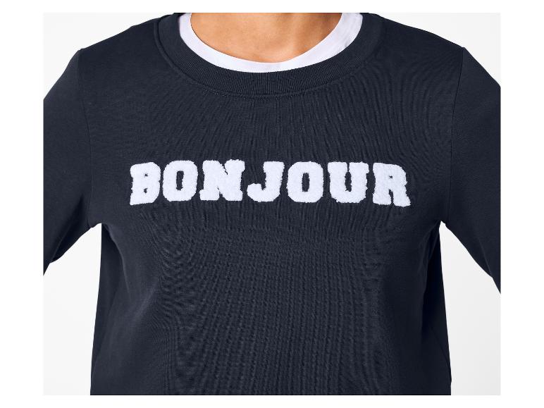 Sweat-shirt noir avec inscription blanche « BONJOUR »