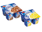 Desserts crème chocolat et vanille en packs de quatre, certifiés UTZ.