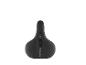 Une selle noire Crivit avec mousse à mémoire de forme.