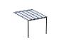 Pergola grise avec panneaux de toit transparents et deux poteaux de support