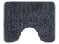 Un tapis de bain gris foncé en forme de U.