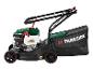 Tondeuse à gazon thermique avec bac de ramassage.