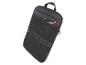 Housse noire pour ordinateur portable avec compartiments et accessoires.