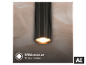 Suspension LED BRILONER avec texture nervurée noire et lumière chaude. [image générée par l'IA]