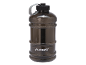Bouteille d'eau de sport transparente avec bouchon noir et sangle grise