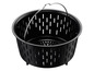 Panier de friture à air noir avec poignée.