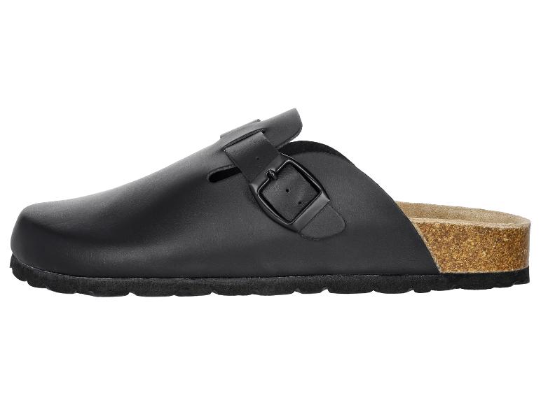 Sabot en cuir noir avec boucle et semelle en liège