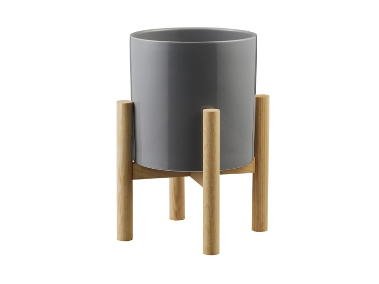 Aller en mode plein écran : LIVARNO home Cache-pot en céramique avec support en pin - Image 6