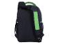 Sac à dos noir et vert, vue arrière.