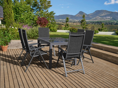 LIVARNO home Set de table de jardin extensible + 6 fauteuils Toronto en aluminium, anthracite