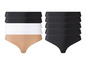 Ensemble de strings noir, blanc et beige.