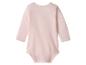 Body bébé uni rose clair à manches longues, vue de dos.