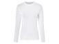 Un t-shirt blanc à manches longues pour femme.