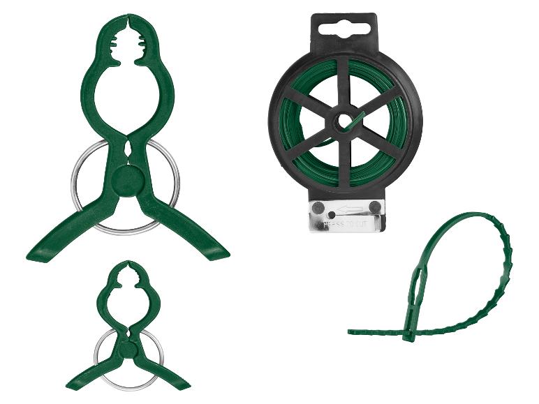 Ensemble d'accessoires de jardinage: pinces à plantes vertes, fil de jardin sur bobine avec coupe-fil et attaches.