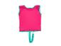 Gilet de natation rose avec bordure turquoise et sangle de sécurité