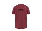T-shirt bordeaux à manches courtes avec un imprimé montagnes noires dans le dos.