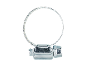 Collier de serrage métallique avec mécanisme à vis, formant une forme circulaire.