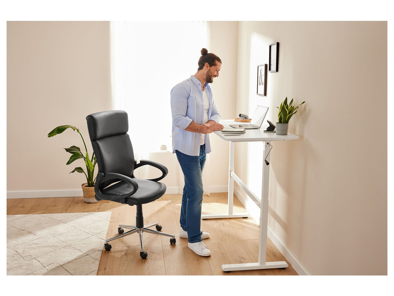 Aller en mode plein écran : LIVARNO home Bureau réglable en hauteur, 140 x 70-117 cm x 60 cm, blanc - Image 2