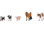 Figurines de chien, chèvre, cochon, cheval et vache.