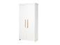 Armoire blanche à deux portes avec poignées verticales en bois