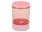 Nettoyeur de pinceaux de maquillage rose avec récipient transparent et marque MAX.