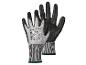 Deux paires de gants de travail noirs Parkside avec un revêtement gris.