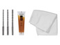 Trois forets, un tube de graisse pour foret Parkside et un chiffon.