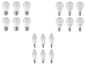 Assortiment d'ampoules LED : rondes et flamme.