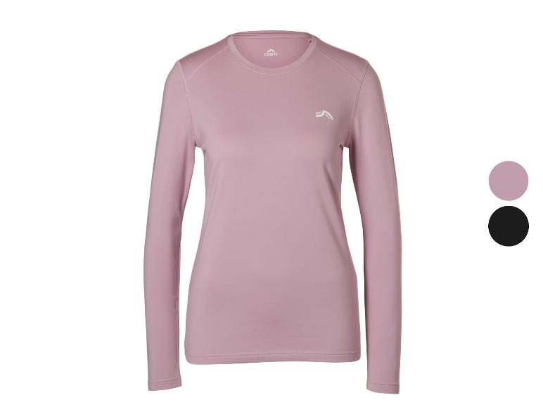 T-shirt de sport à manches longues pour femme rose avec logo blanc