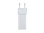 Adaptateur secteur blanc avec deux broches métalliques.