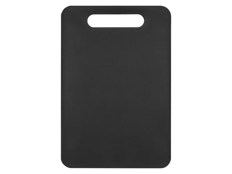Planche à découper noire rectangulaire avec trou de suspension