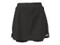 Jupe-short de sport noire avec un logo blanc en bas à droite.