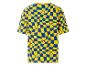 T-shirt Lidl à motif quadrillé jaune et bleu.