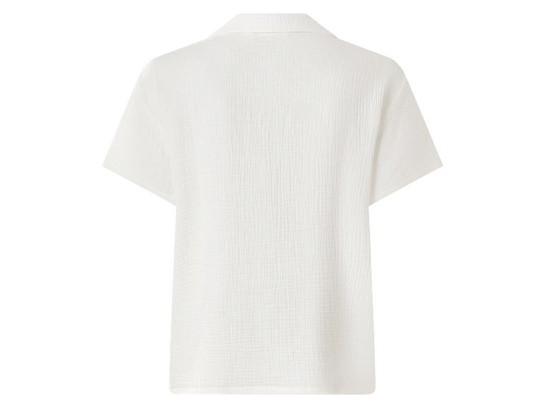 Chemise femme blanche en mousseline à manches courtes, vue de dos.