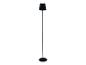 Lampadaire noir moderne avec abat-jour conique.