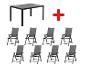 Table et 8 chaises de jardin pliantes.